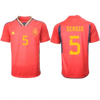 Herren Fußballbekleidung Spanien Sergio Busquets #5 Heimtrikot WM 2022 Kurzarm